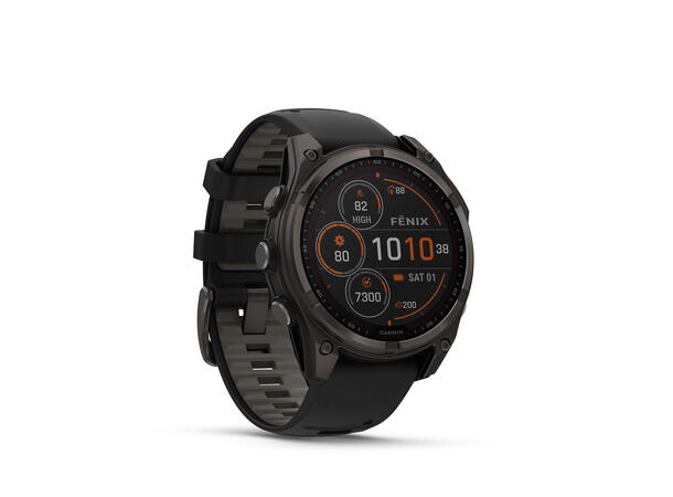 Garmin Fenix 8, 47 mm, Solar Sapphire, Karbongrå DLC-titan