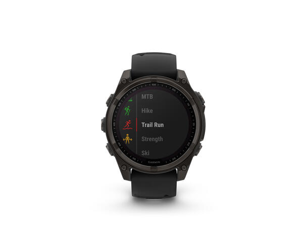 Garmin Fenix 8, 47 mm, Solar Sapphire, Karbongrå DLC-titan