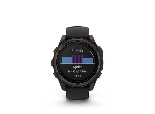 Garmin Fenix 8, 47 mm, Solar Sapphire, Karbongrå DLC-titan