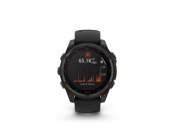 Garmin Fenix 8, 47 mm, Solar Sapphire, Karbongrå DLC-titan