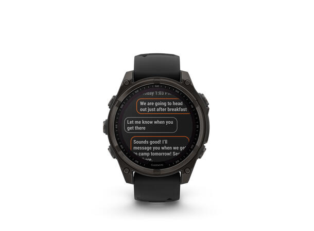 Garmin Fenix 8, 47 mm, Solar Sapphire, Karbongrå DLC-titan 