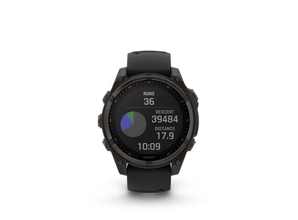 Garmin Fenix 8, 47 mm, Solar Sapphire, Karbongrå DLC-titan 