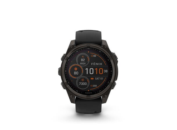 Garmin Fenix 8, 47 mm, Solar Sapphire, Karbongrå DLC-titan