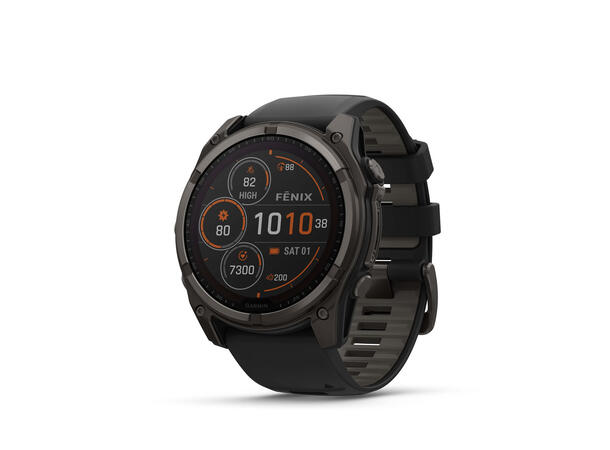 Garmin Fenix 8, 51 mm, Solar Sapphire, Karbongrå DLC-titan