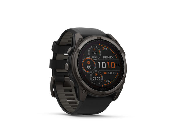 Garmin Fenix 8, 51 mm, Solar Sapphire, Karbongrå DLC-titan 