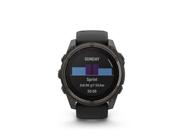Garmin Fenix 8, 51 mm, Solar Sapphire, Karbongrå DLC-titan 