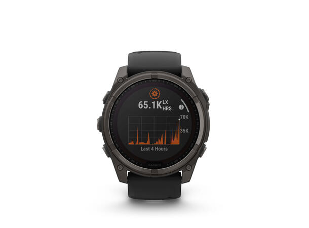 Garmin Fenix 8, 51 mm, Solar Sapphire, Karbongrå DLC-titan