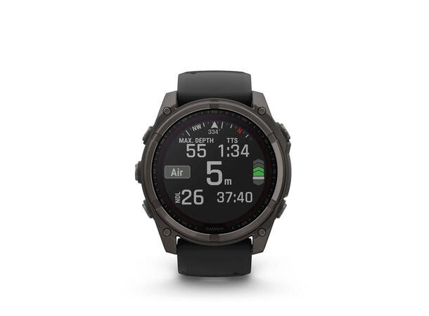 Garmin Fenix 8, 51 mm, Solar Sapphire, Karbongrå DLC-titan 