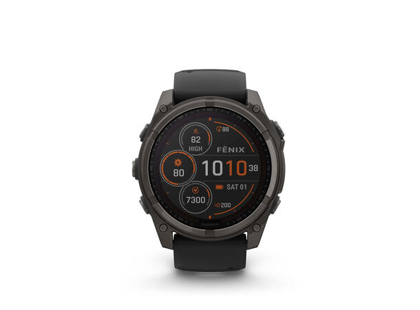 Garmin Fenix 8, 51 mm, Solar Sapphire, Karbongrå DLC-titan 