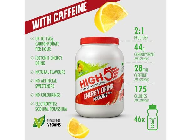 High5 Energy Drink Koffein Sitrus Sitrus, 2,2 kg, Pulver 