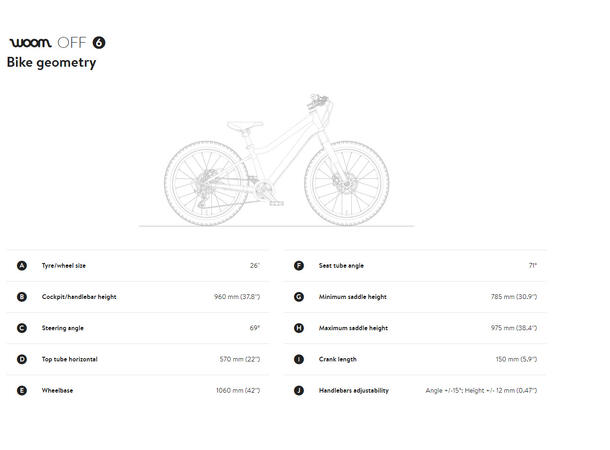 Woom OFF 6 26" Copper Barnesykkel 10 kg, 10-14 år, 140-165cm 